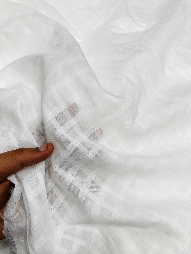 Premium Fine Dobby Weaving On Pure Mul Cotton FABRIC (Dyeable) (Big WIDTH!!)