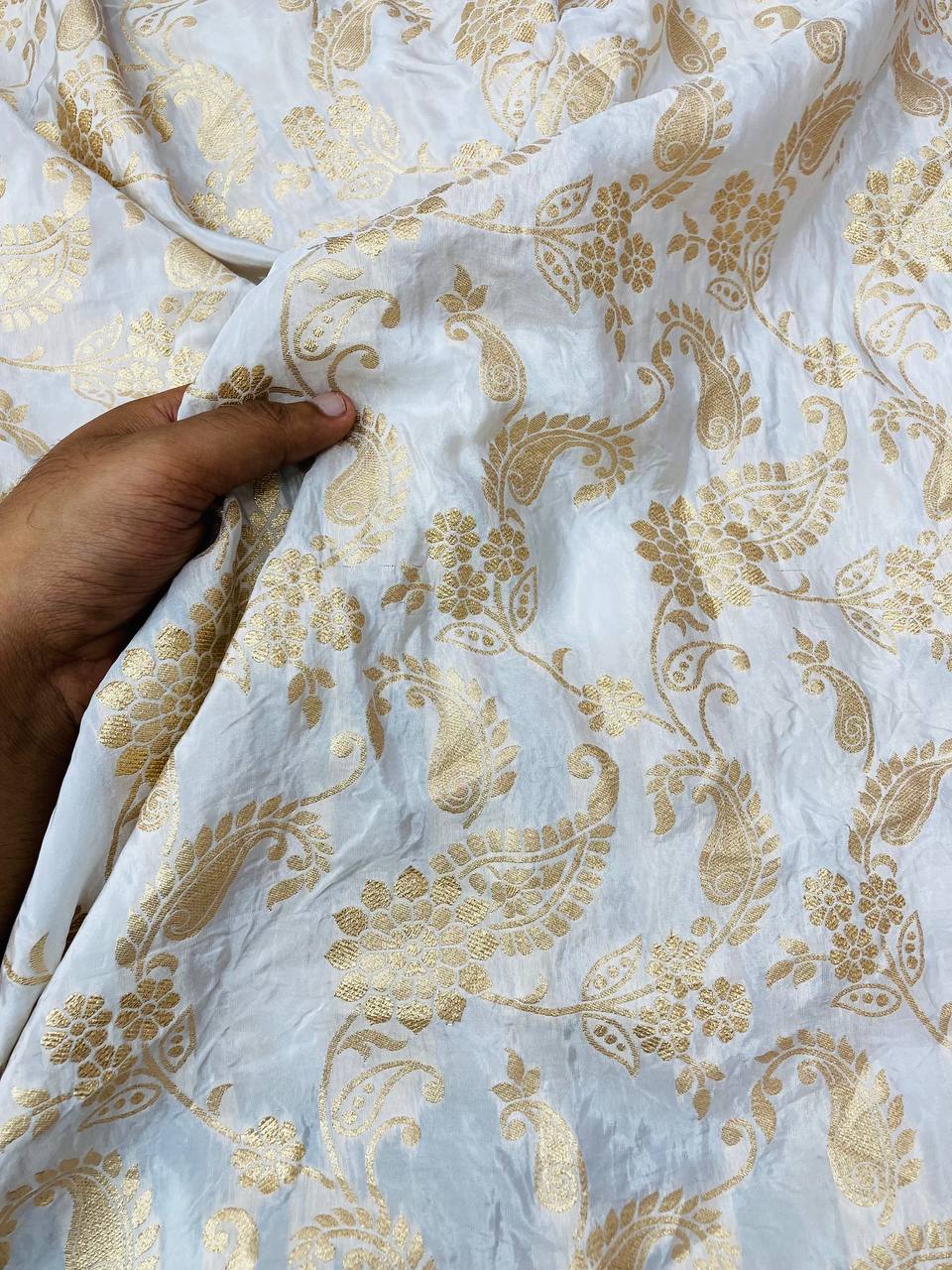 Most Premium Pure Crepe Banarasi Jacquard FABRIC (Dyeable Also)