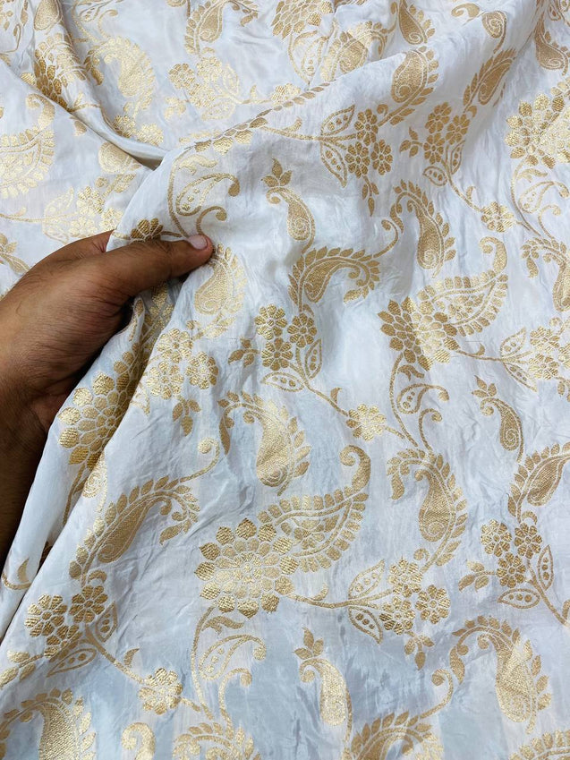 Most Premium Pure Crepe Banarasi Jacquard FABRIC (Dyeable Also)