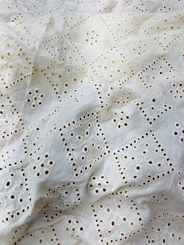 Premium Pure Cotton Hosiry Fabric With Hakuba Chikankari Embroidery (DYEABLE ALSO) (Big WIDTH!!)