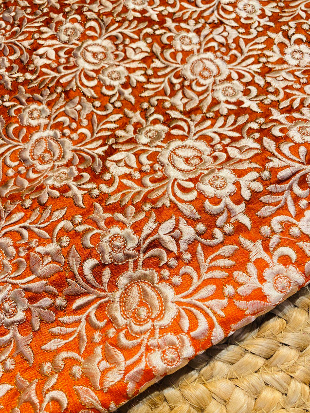 Premium Quality Of Pure Silk Fabric With Fine Embroidery