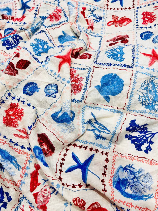 Most Premium Pure Linen Cotton PRINTED FABRIC (Big WIDTH!!)
