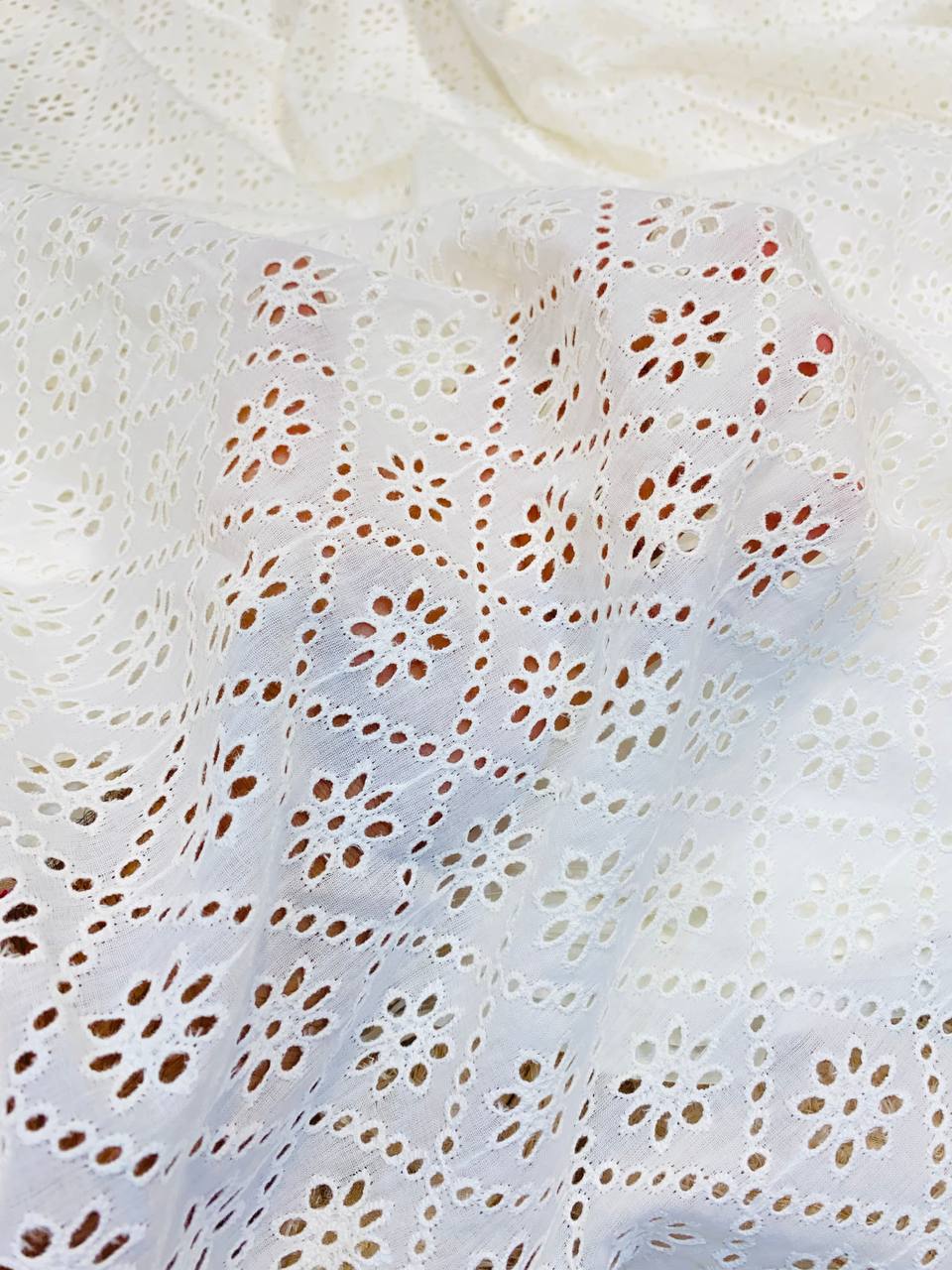 Premium Fine Hakuba Chikan Work On Pure Cotton FABRIC (Dyeable Also)