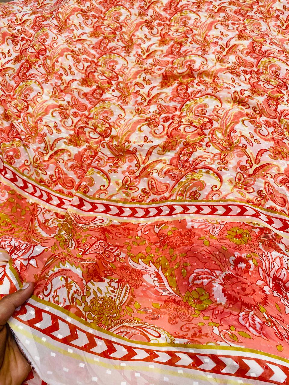 Most Premium Pure Georgette Dobby FABRIC Digital PRINTED (Big WIDTH!!)