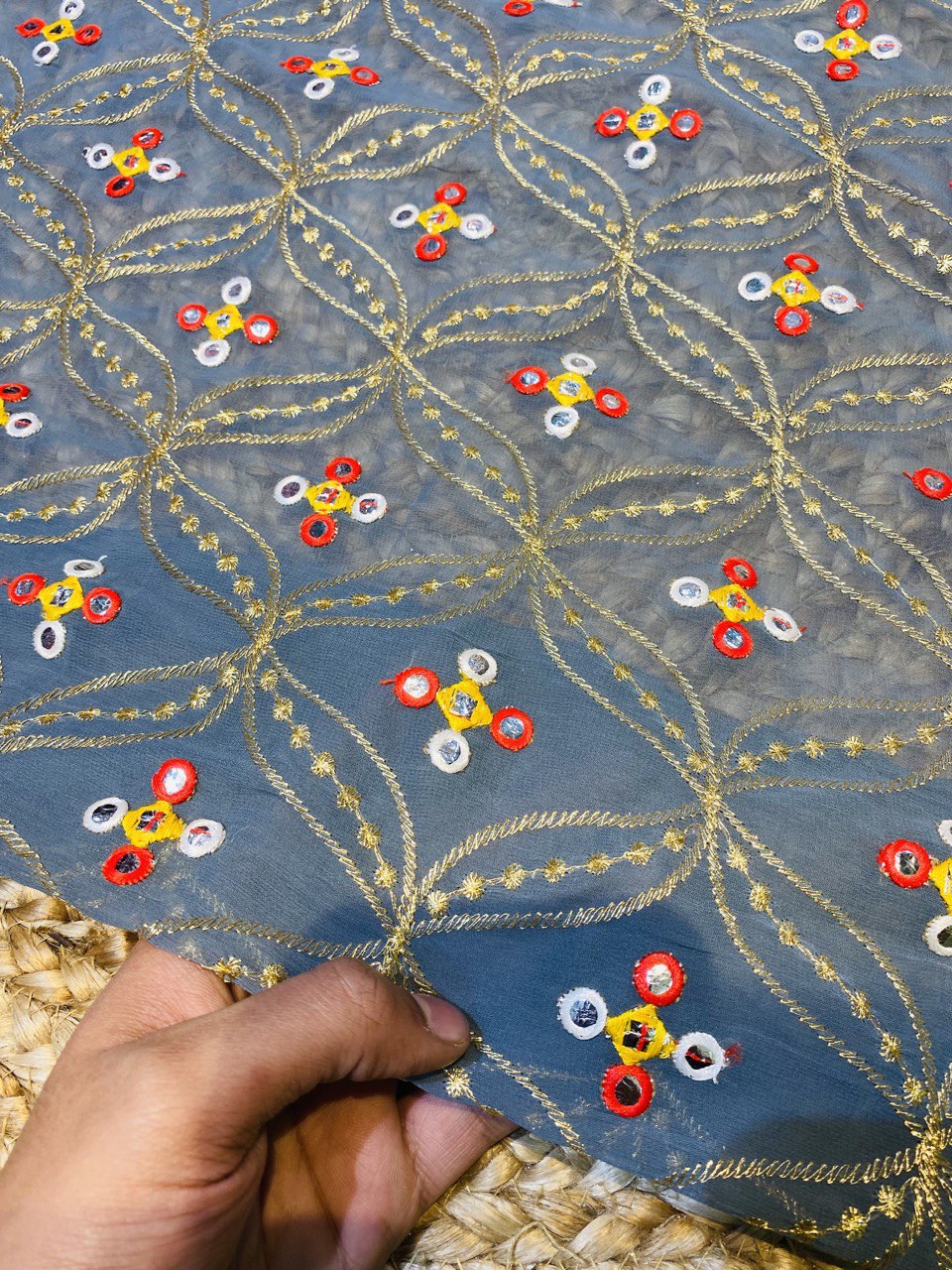 Premium Export Quality Of Georgette Fabric With Fine Embroidery