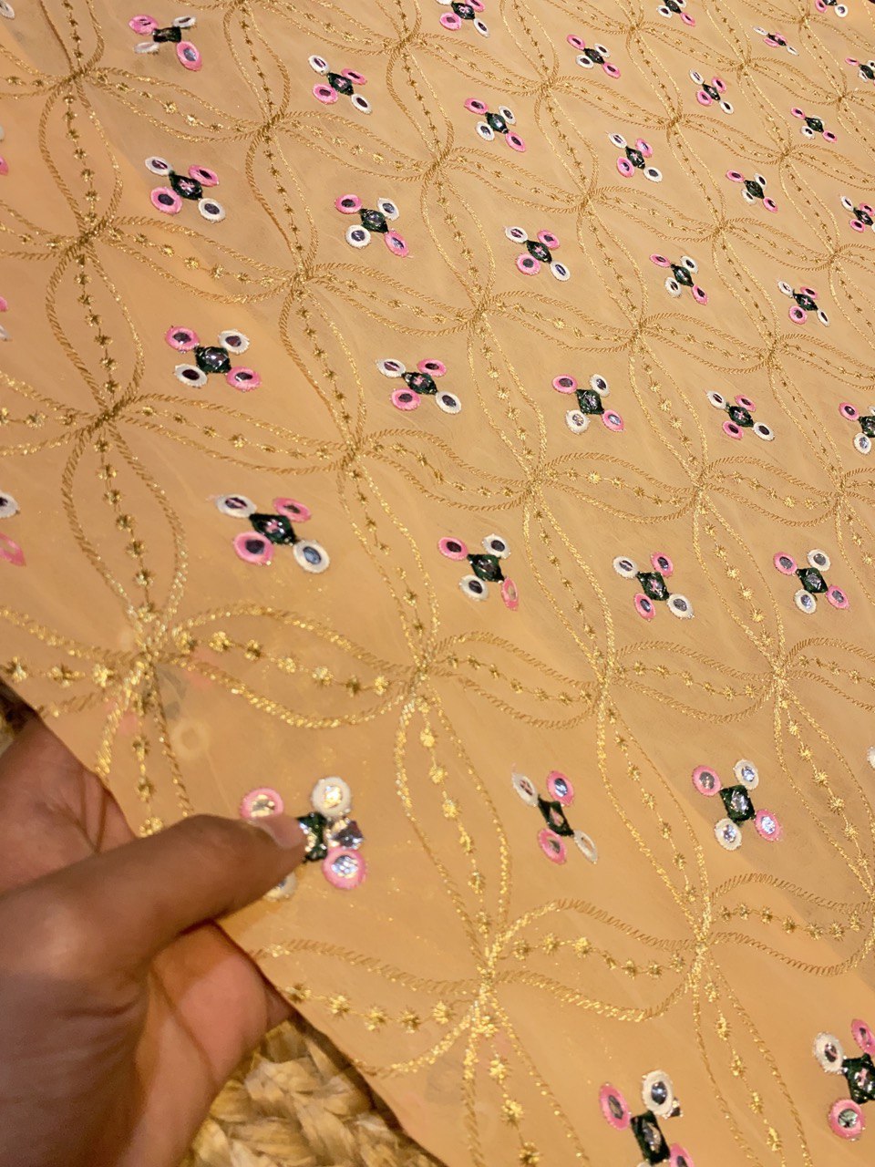 Premium Export Quality Of Georgette Fabric With Fine Embroidery