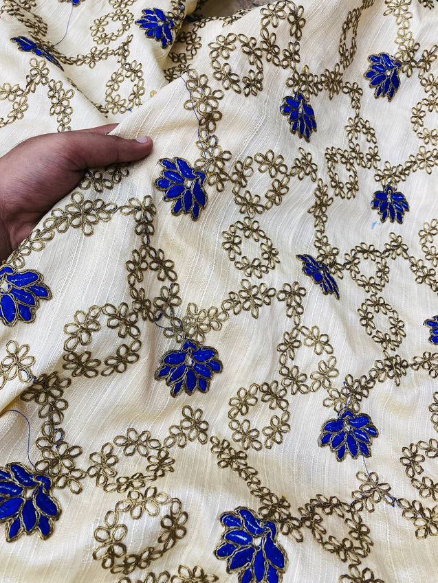 Premium Export Quality Fine Embroidery On Silk FABRIC