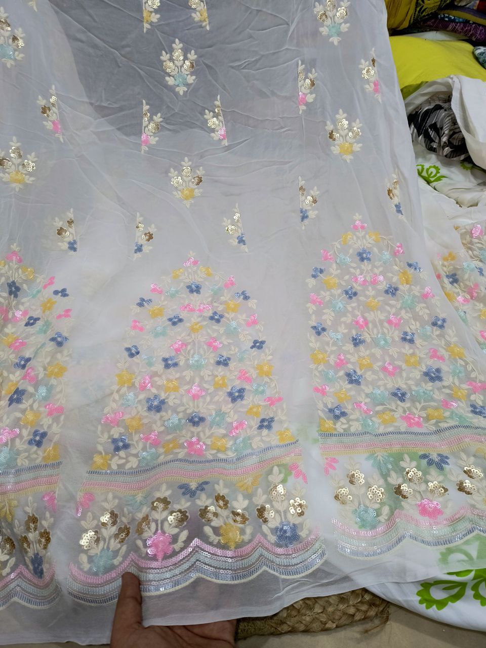 Most Premium Kali On Pure Georgette FABRIC With Fine Sequin Embroidery (Big WIDTH!!)