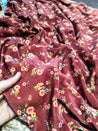 (Cut Piece SALE Fabric) Premium Pure Imported Velvet Fabric With Fine Embroidery (Cut SIZE: 2 Meter)