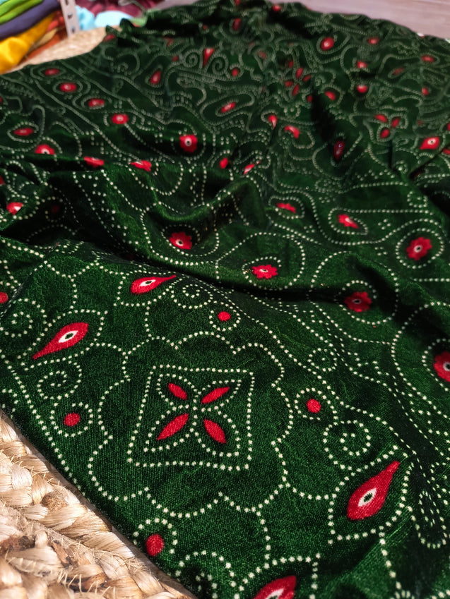 (Cut Piece SALE Fabric) Premium Pure Imported Velvet Fabric With Fine Embroidery (Cut SIZE: 0.90 Meter)