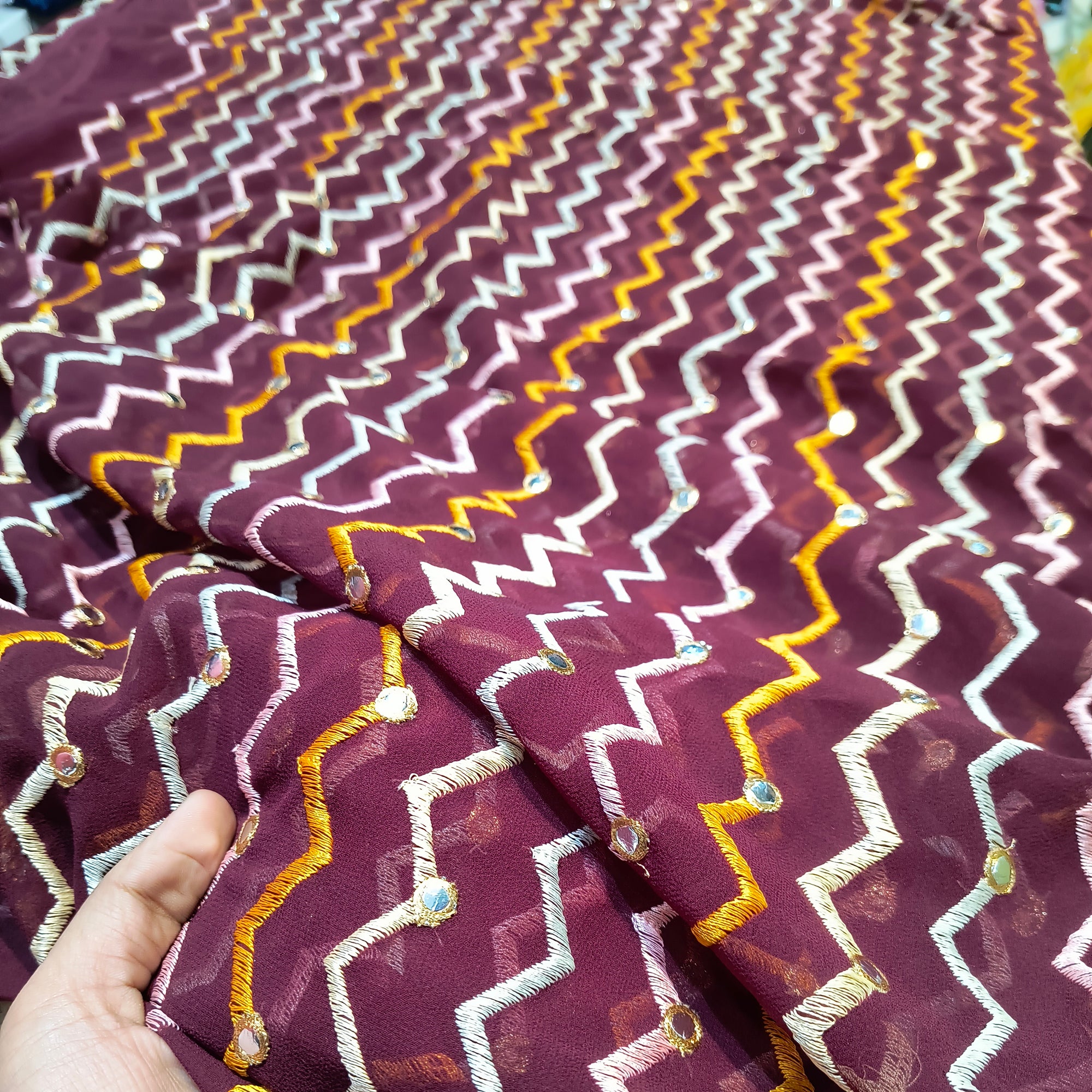 Premium Quality Of Georgette Fabric With Fine Embroidery