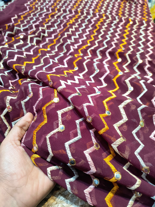 Premium Quality Of Georgette Fabric With Fine Embroidery