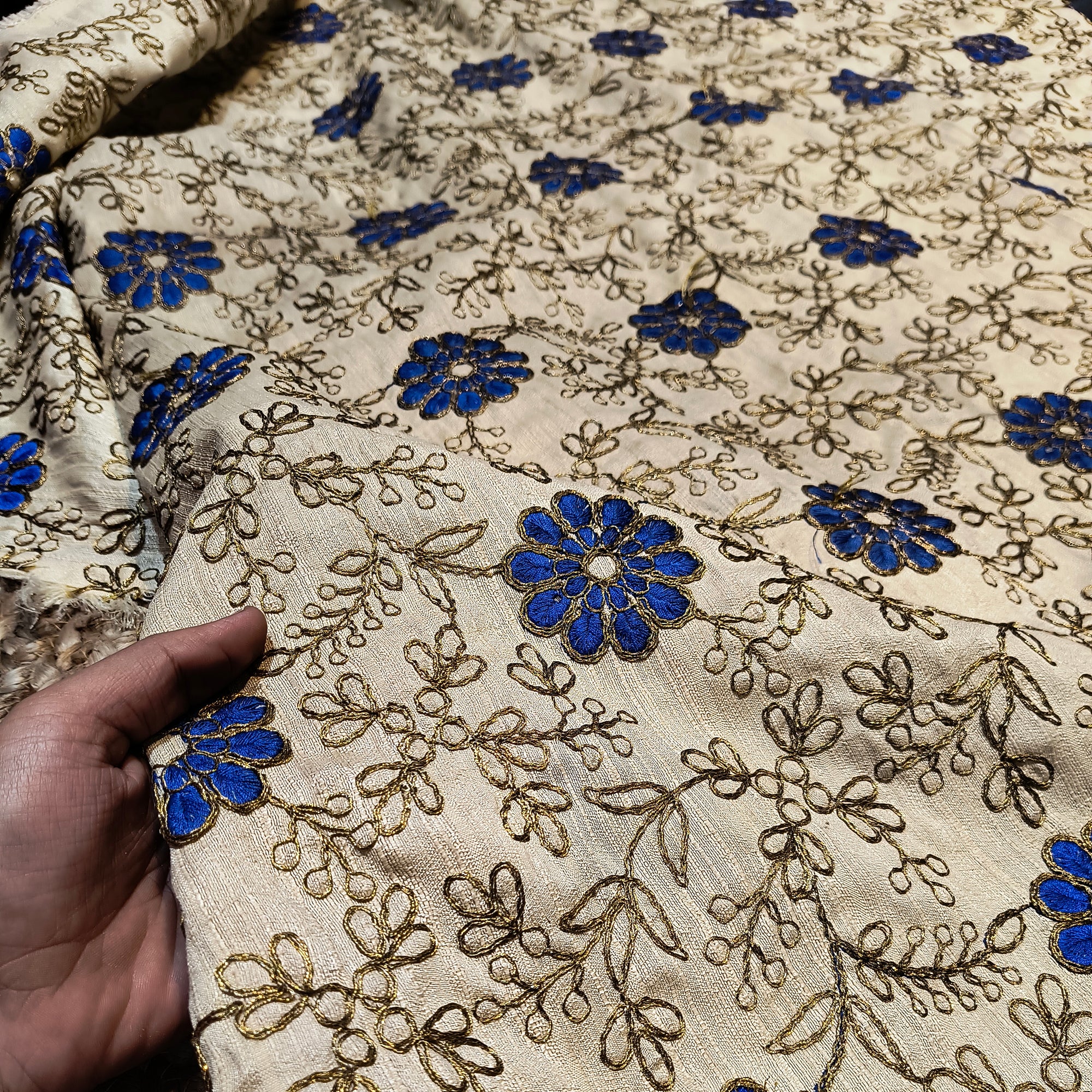 Premium Export Quality Fine Embroidery On Silk FABRIC