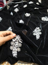 (Cut Piece SALE Fabric) Premium Pure Imported Velvet Fabric With Fine Embroidery (Cut SIZE: 2.50 Meter)