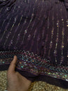 (Cut Piece SALE Fabric) Premium Pure  Fine Embroidery On Pure Georgette FABRIC - 6 Meter Cut Size