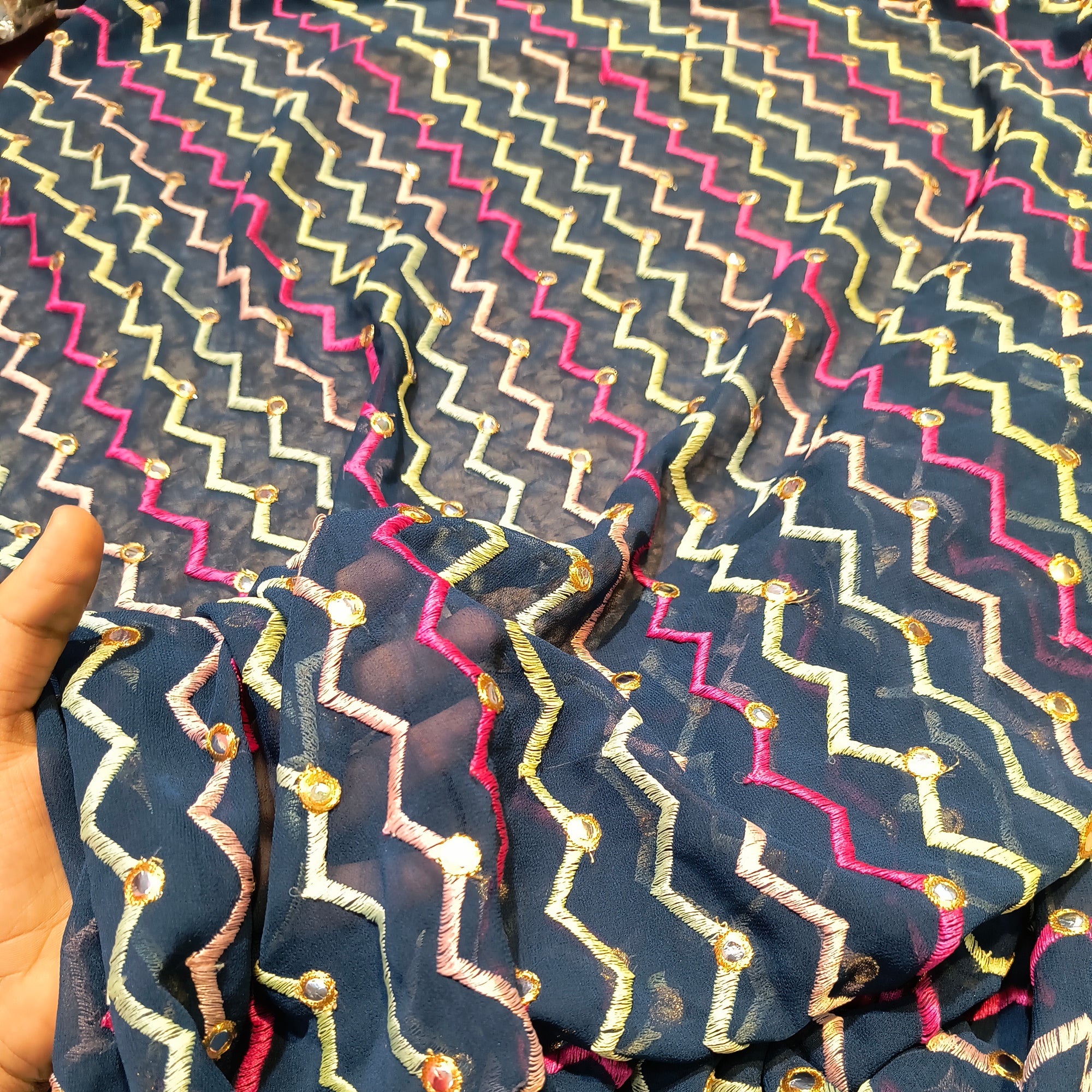 Premium Quality Of Georgette Fabric With Fine Embroidery