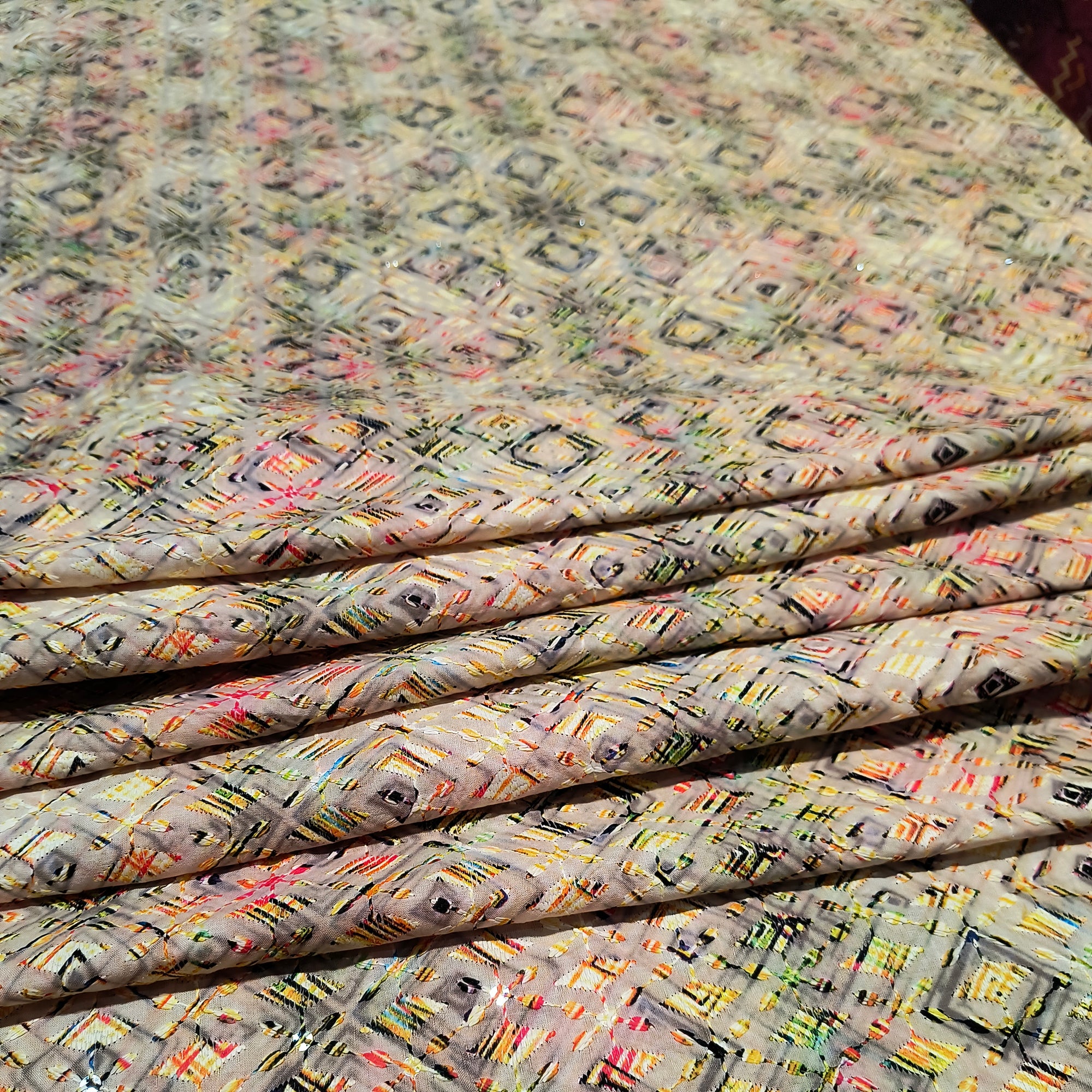 Premium Export Quality Of Pure Cotton Fabric With Fine Lakhnawi Embroidery