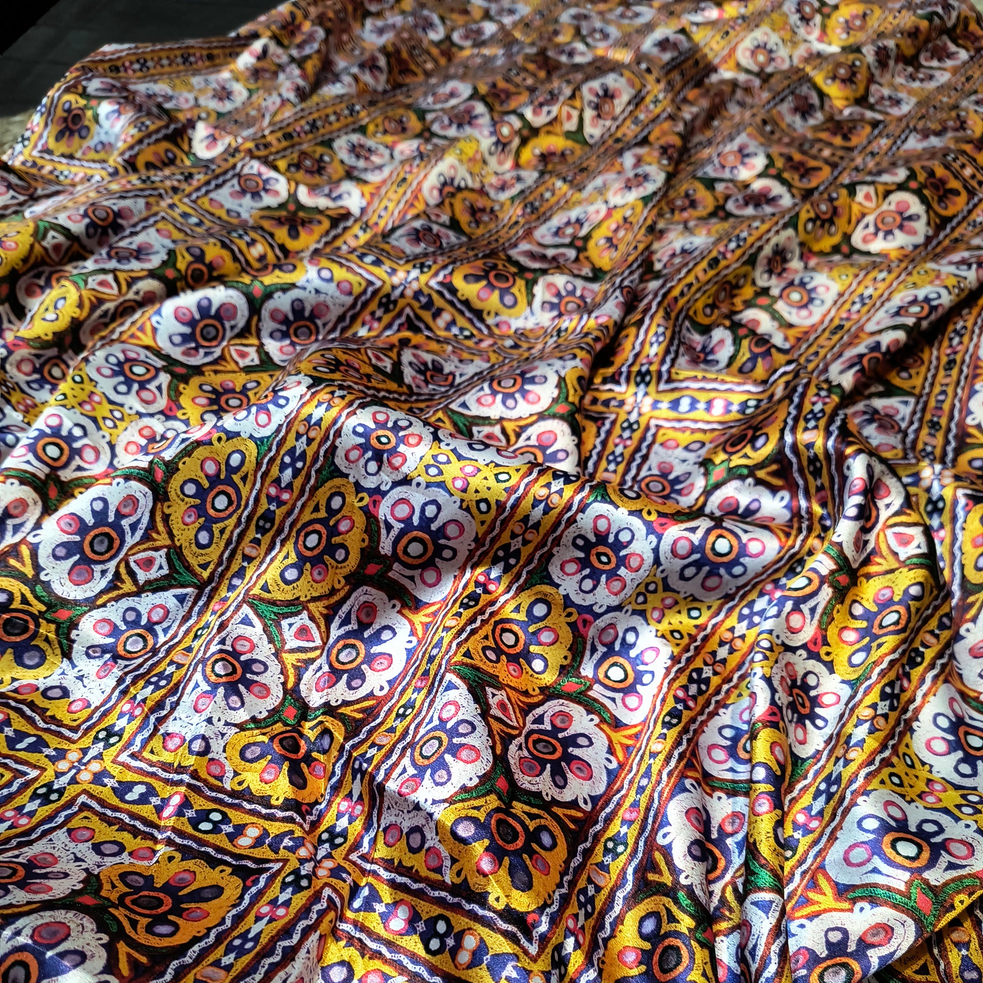 Premium Export Quality Of Pure Double Satin Fabric Printed