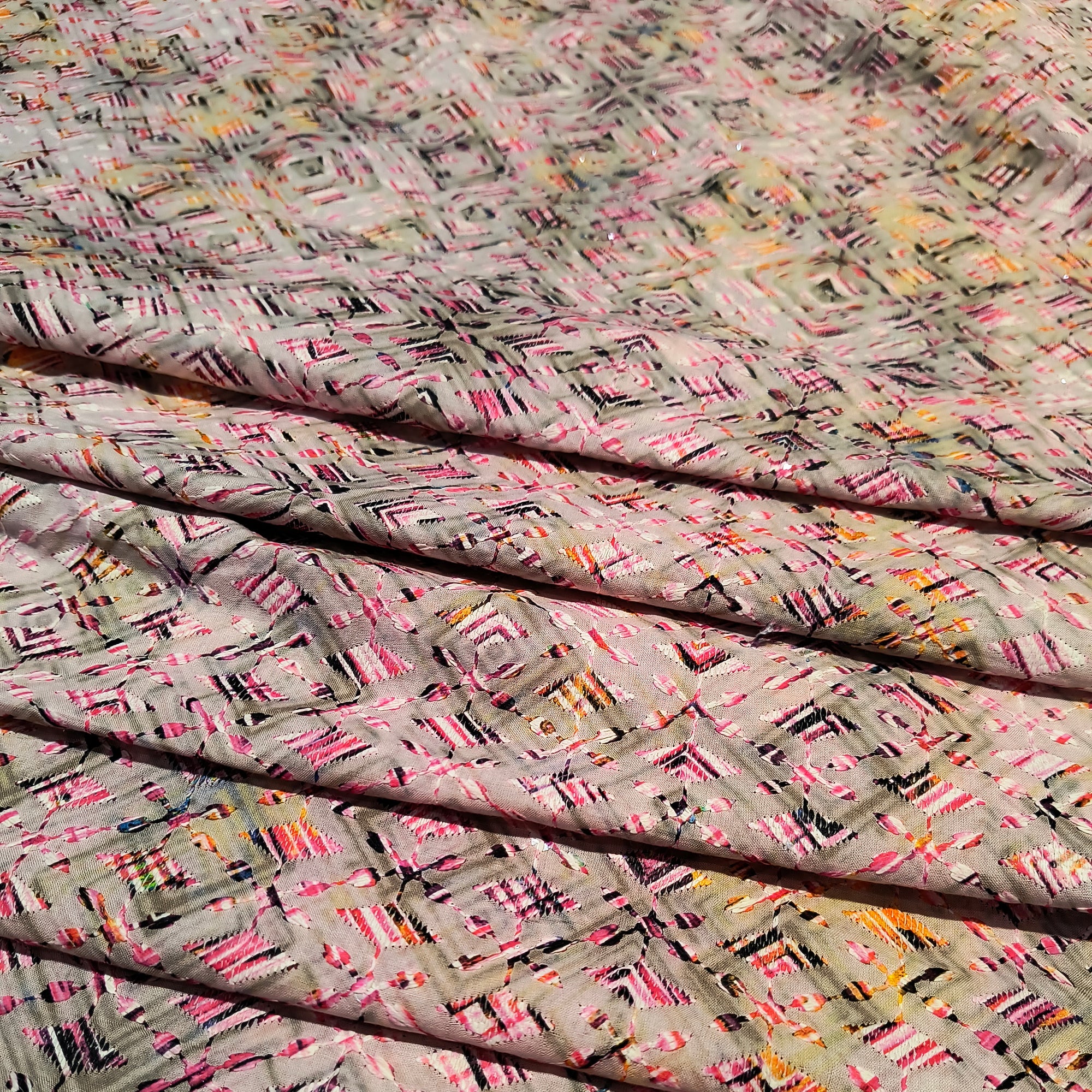 Premium Export Quality Of Pure Cotton Fabric With Fine Lakhnawi Embroidery