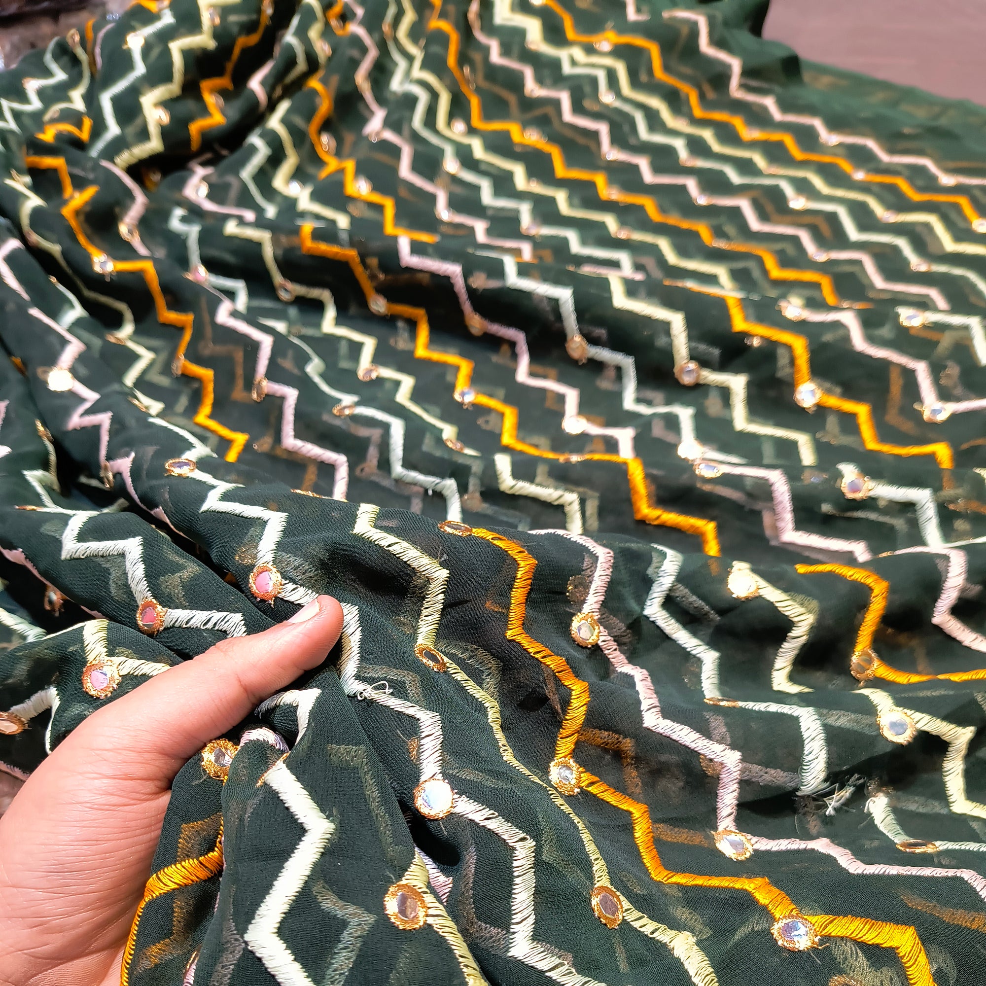 Premium Quality Of Georgette Fabric With Fine Embroidery